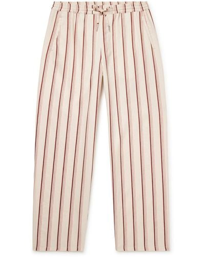 A Kind Of Guise Samurai Straight-leg Striped Linen And Cotton-blend Drawstring Pants - Natural