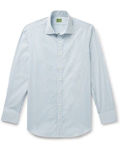 Sid Mashburn Cutaway-collar Striped Cotton-poplin Shirt - Blue