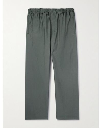 Lemaire Straight-leg Cotton And Silk-blend Trousers - Green