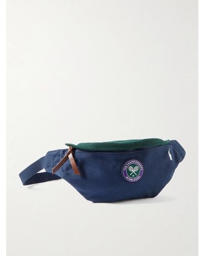 Polo Ralph Lauren Wimbledon Leather-trimmed Logo-appliquéd Canvas Belt Bag - Blue