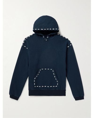 Kapital Marionette Printed Cotton-jersey Hoodie - Blue