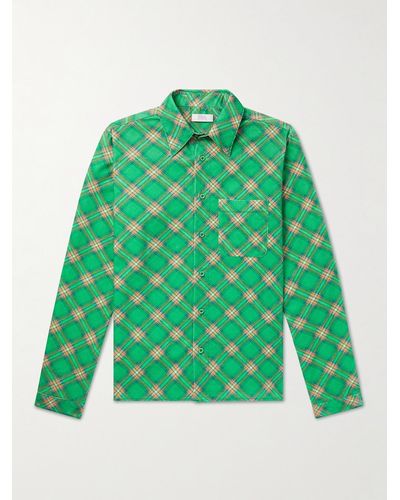 ERL Checked Cotton-corduroy Shirt - Green