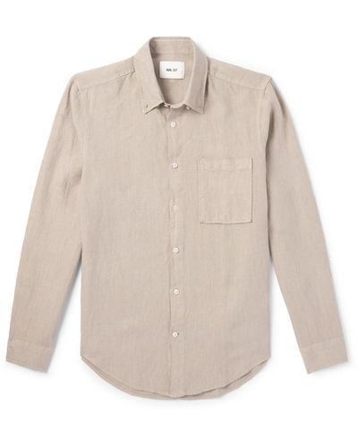 NN07 Arne Button-down Collar Linen Shirt - White
