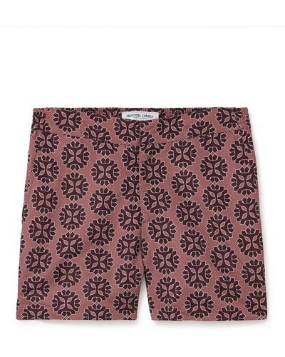 Frescobol Carioca Classic Slim-fit Mid-length Printed Recycled Swim Shorts - Red