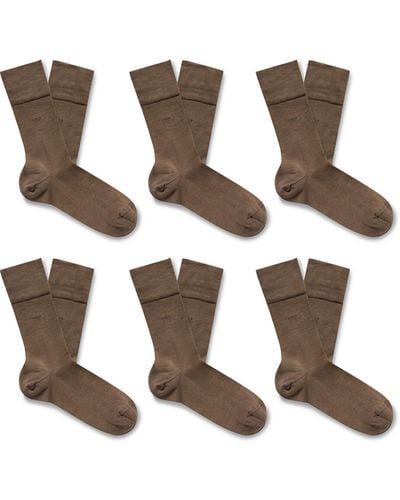 CDLP Six-pack Mercerised Organic Cotton-blend Socks - Brown