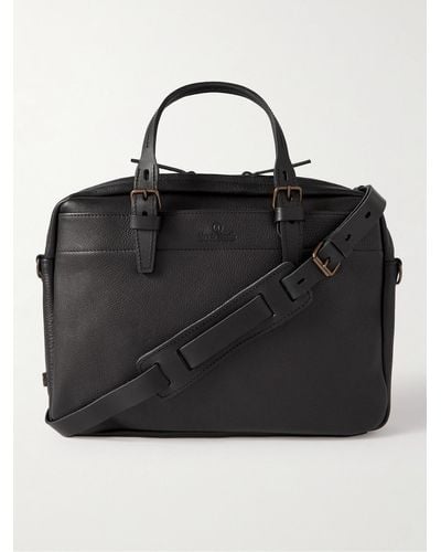 Bleu De Chauffe Folder Vegetable-tanned Textured-leather Messenger Bag - Black