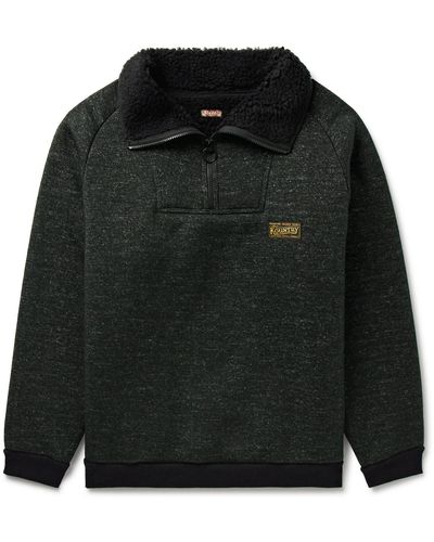Kapital Alpine Logo-appliquéd Fleece-lined Knitted Half-zip Sweatshirt - Black