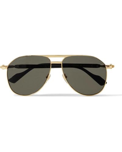 Gucci Aviator-style Gold-tone And Acetate Sunglasses - Green