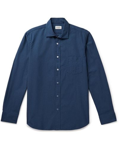 Hartford Paul Cotton-seersucker Shirt - Blue