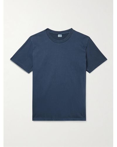 Onia T-shirt in jersey di cotone tinta in capo - Blu