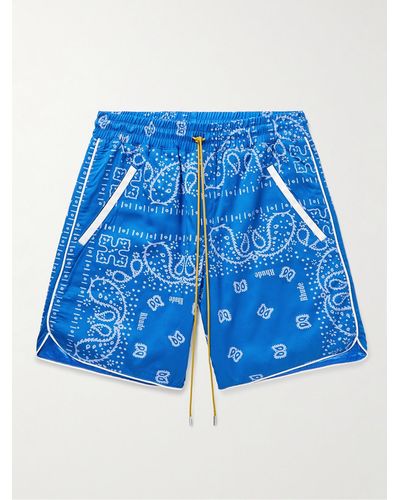 Rhude Straight-leg Bandana-print Tm-twill Drawstring Shorts - Blue