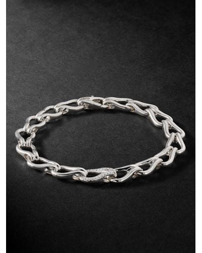 John Hardy Surf Silver Diamond Chain Bracelet - Black