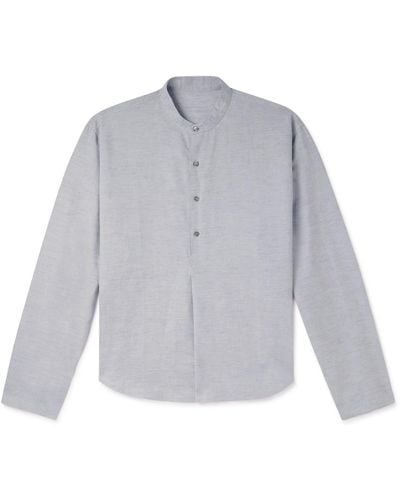 STÒFFA Grandad-collar Linen And Cotton-blend Half-placket Shirt - Gray