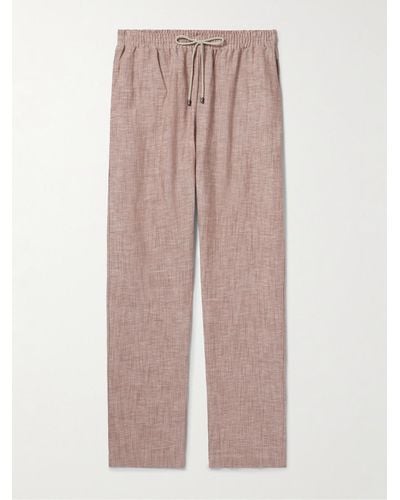 Zimmerli of Switzerland Straight-leg Linen And Cotton-blend Drawstring Trousers - Pink