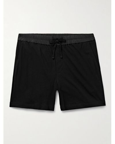James Perse Slim-fit Poplin-trimmed Cotton-jersey Drawstring Shorts - Black