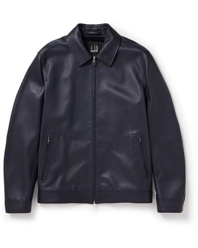 Dunhill Leather Blouson Jacket - Blue