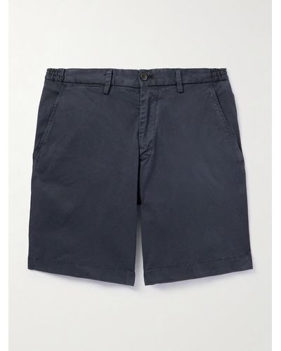 Thom Sweeney Stretch Linen And Cotton-blend Shorts - Blue