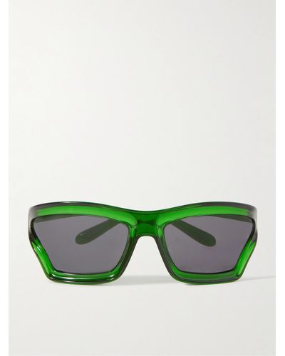Loewe Paula's Ibiza Sporty Mask Oversized D-frame Acetate Wrap-around Sunglasses - Green