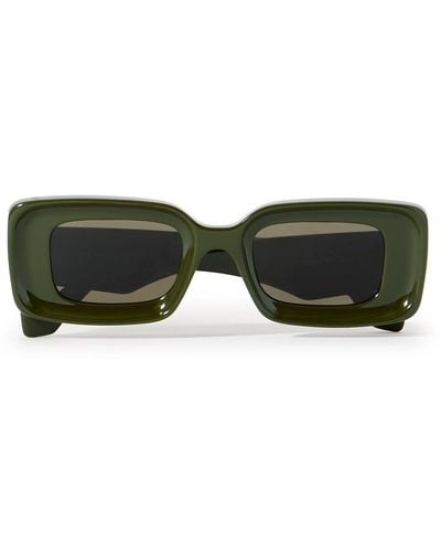 Loewe Anagram Rectangular-frame Acetate Sunglasses - Green