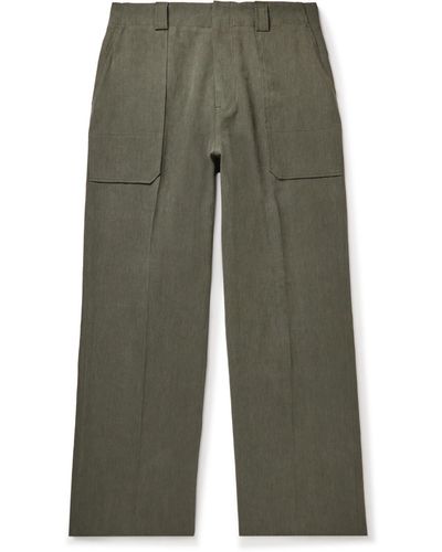 Zegna Wide-leg Linen Pants - Green