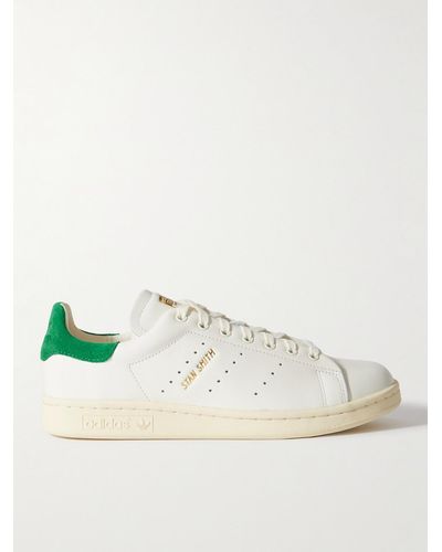 adidas Originals Stan Smith Lux Suede-trimmed Leather Trainers - Natural