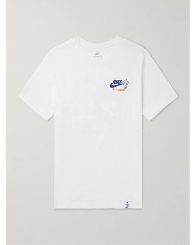 Nike T-Shirt aus Baumwoll-Jersey mit Print - Weiß