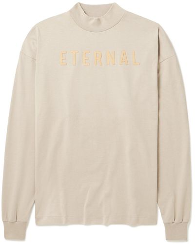 Fear Of God Eternal Logo-flocked Cotton-jersey T-shirt - Natural