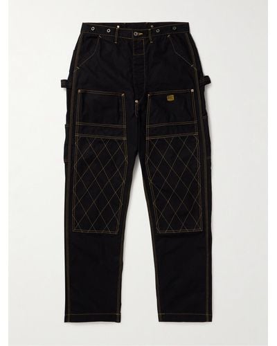 Kapital Lumber Tapered Embroidered Cotton-canvas Cargo Trousers - Black