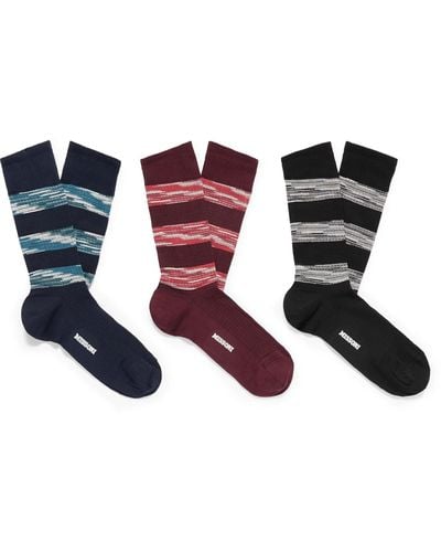 Missoni Three-pack Striped Stretch Cotton-blend Socks - White