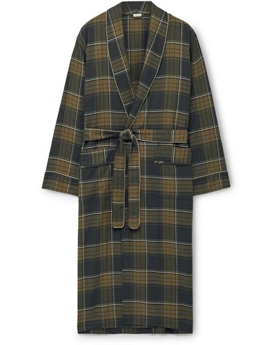 Zimmerli of Switzerland Checked Cotton And Wool-blend Flannel Robe - Gray