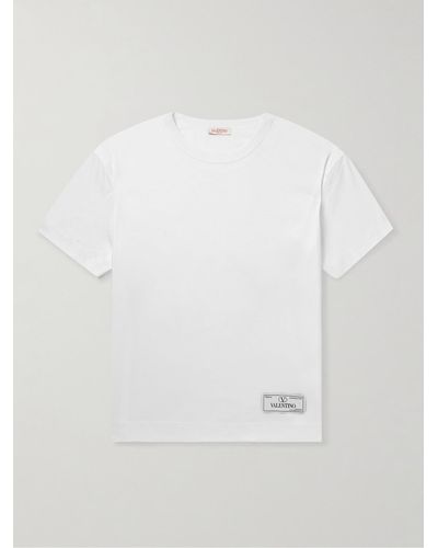Valentino Garavani Logo-appliquéd Cotton-jersey T-shirt - White