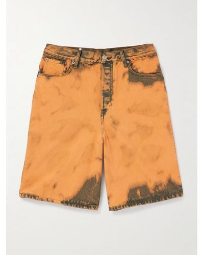 Dries Van Noten Shorts in denim effetto consumato - Arancione