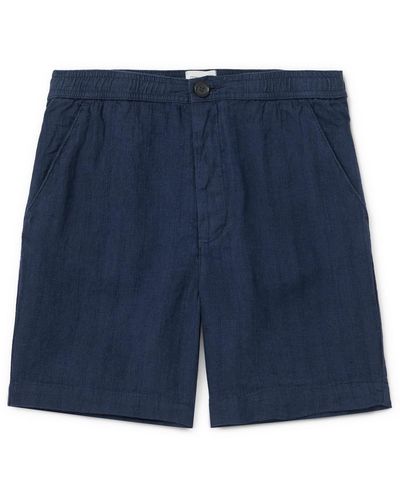 Oliver Spencer Osborne Straight-leg Linen Shorts - Blue