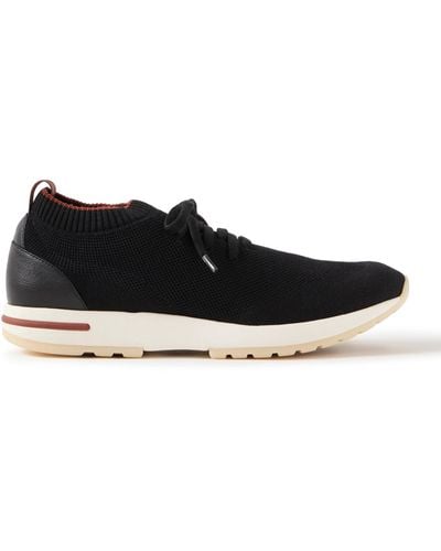 Loro Piana 360 Flexy Walk Leather-trimmed Knitted Wish® Wool Sneakers - Black