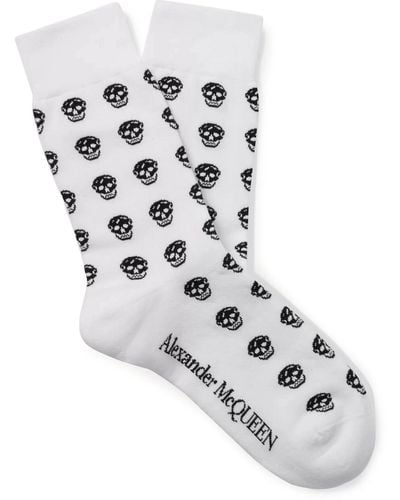 Alexander McQueen Skull-intarsia Cotton-blend Socks - White