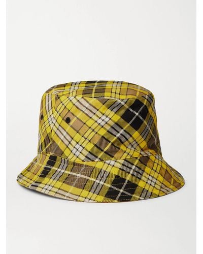 Burberry Reversible Checked Wool-blend Twill Bucket Hat - Yellow