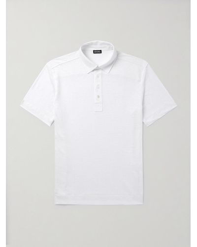 ZEGNA Slim-fit Linen Polo Shirt - White