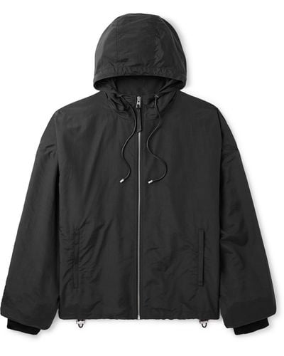 Loewe Leather-trimmed Silk-blend Taffeta Hooded Jacket - Black