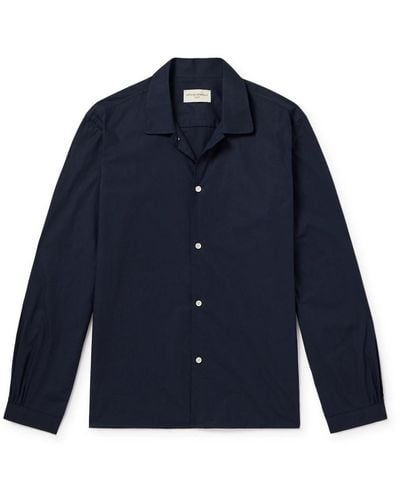 Officine Generale Eloan Garment-dyed Organic Cotton-poplin Shirt - Blue