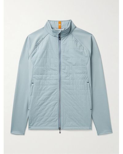 Peter Millar Hyperlight Merge Panelled Quilted Shell And Stretch-jersey Golf Jacket - Grey