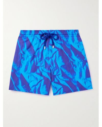 Vilebrequin Shorts da mare medi in tessuto riciclato stampato Moorise - Blu
