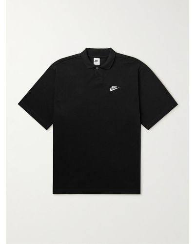 Nike Logo-embroidered Cotton-jersey Polo Shirt - Black