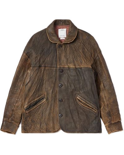 Visvim Eton Crinkled-leather Jacket - Brown