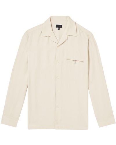 Club Monaco Slim-fit Camp-collar Tm Lyocell Shirt - White