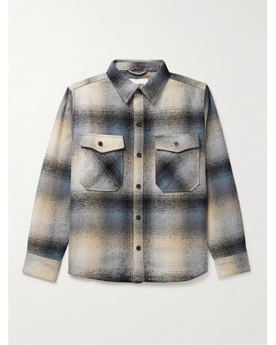 Corridor NYC Kingston karierte Hemdjacke aus Flanell aus einer recycelten Baumwollmischung - Grau