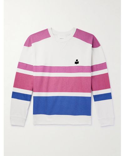 Isabel Marant Logo-flocked Striped Cotton-blend Jersey Sweatshirt - Pink