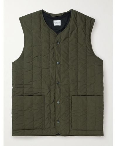 Sunspel Quilted Cotton Gilet - Green