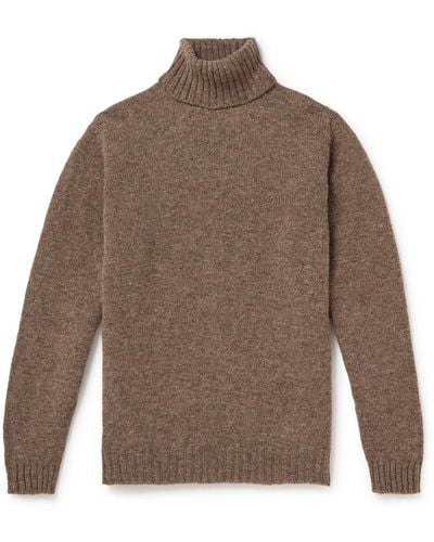 Kingsman Shetland Wool Rollneck Sweater - Brown