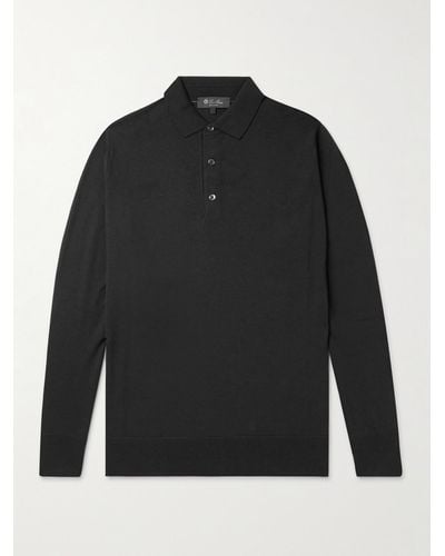 Loro Piana Slim-fit Wish® Virgin Wool Polo Shirt - Black