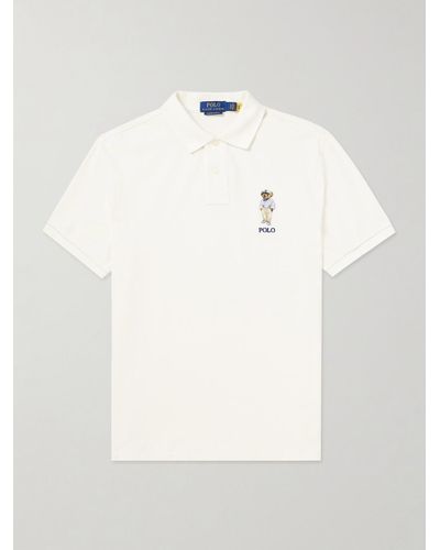 Polo Ralph Lauren Logo-embroidered Cotton-piqué Polo Shirt - White
